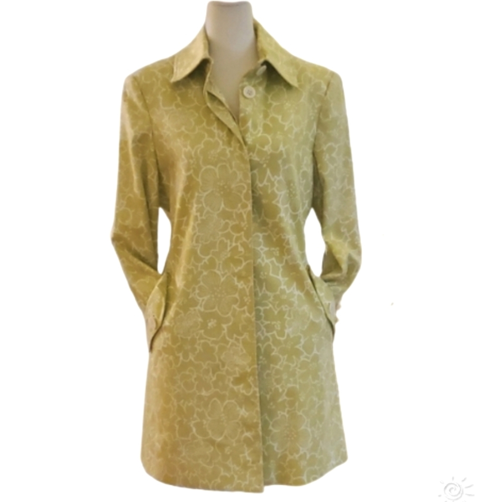 Anne Klein Lime Floral Trench Coat Size 4